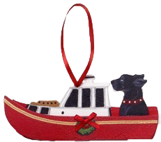 Holiday Lobster Boat Dog Breed Ornament