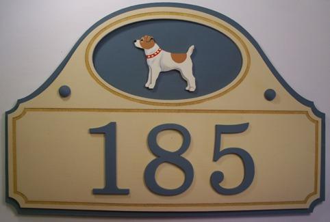 Dog Breed House Number Sign, Blue