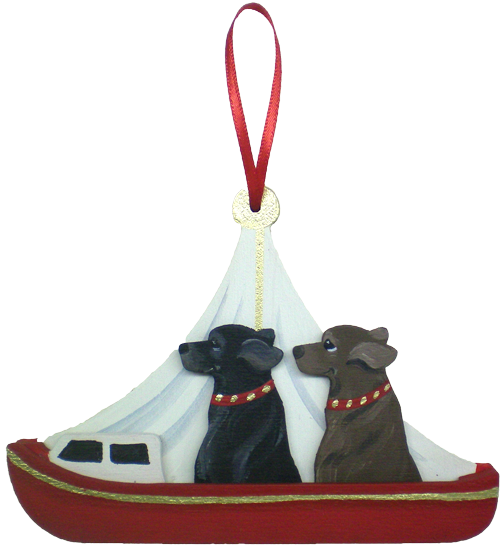 Red Day Sailor Dog Breed Ornament featuring two dogs