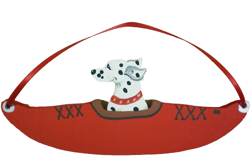 Red Kayak Dog Breed Ornament