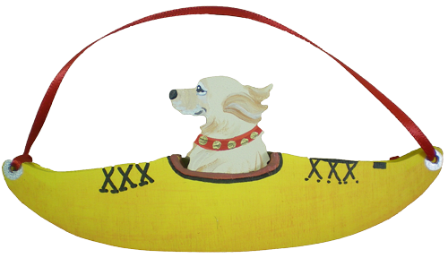 Yellow Kayak Dog Breed Ornament