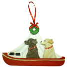 Holiday Red Day Sailor Dog Breed Ornament featuring two dogs