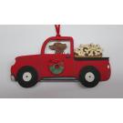 Holiday Red Truck Dog Breed Ornament with Bushel of Bones